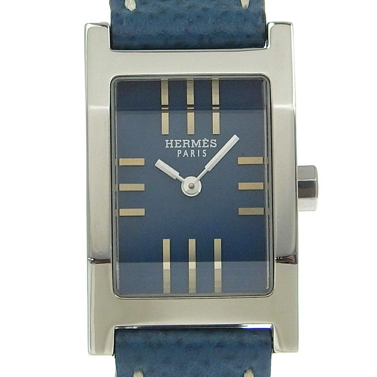 Pre-Owned Hermes HERMES Tandem Watch TA1.210 Stainless Steel x Leather ?G Quartz Analog Display Blue Dial Women's I220823064