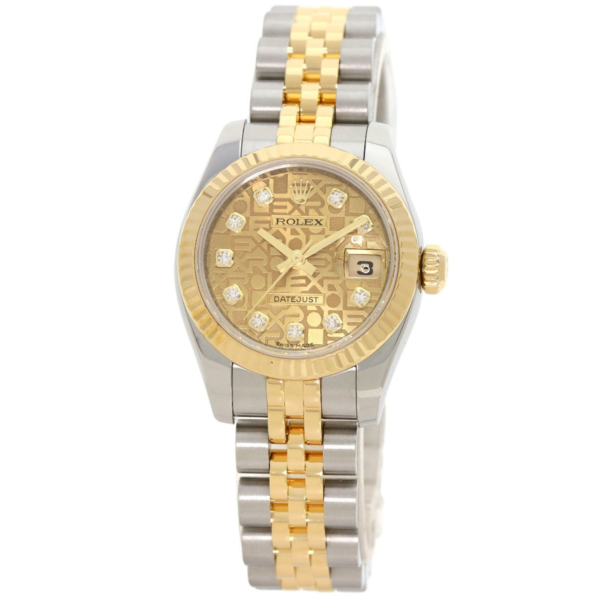 Pre-Owned Rolex 179173G Datejust 10P Diamond Watch Stainless Steel SSxK18YG Ladies ROLEX
