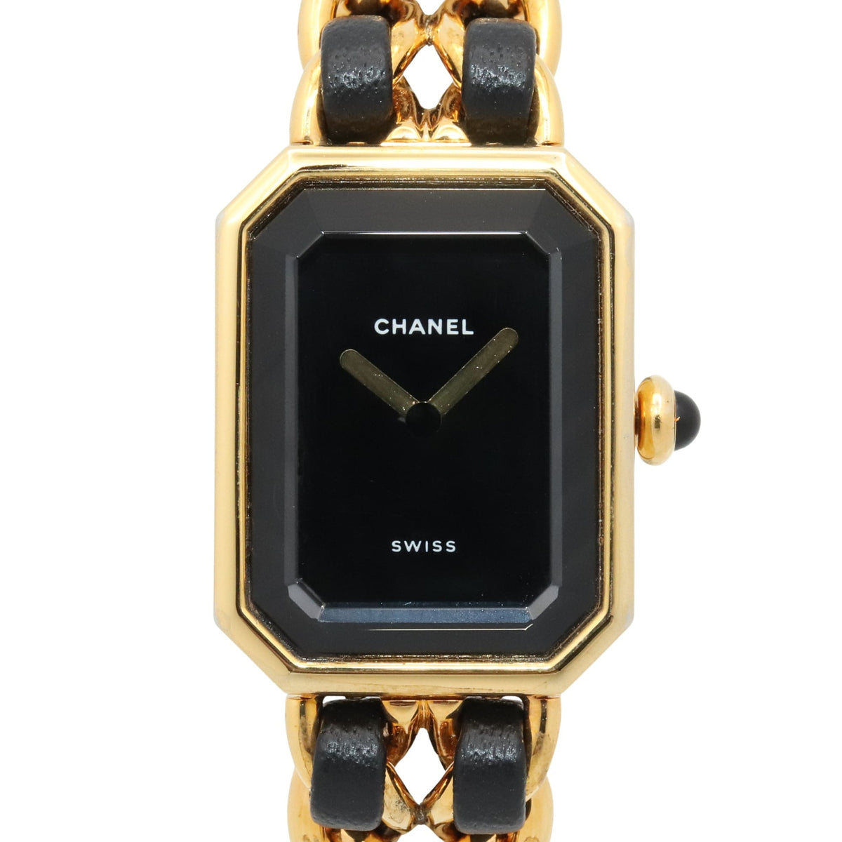 Pre-Owned Chanel CHANEL Premi?re S Watch, Gold Plated (GP), Leather Strap, Women's, Black, H0001