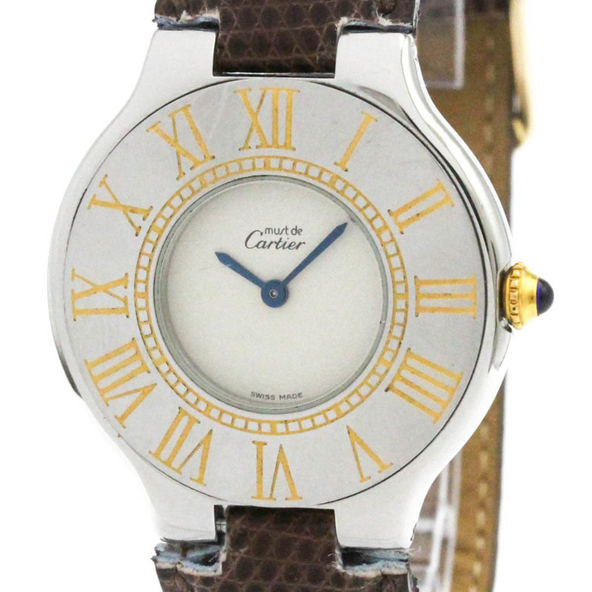 Gebrauchte CARTIER Must 21 vergoldete Stahlquarz-Unisexuhr W10050F4 poliert 