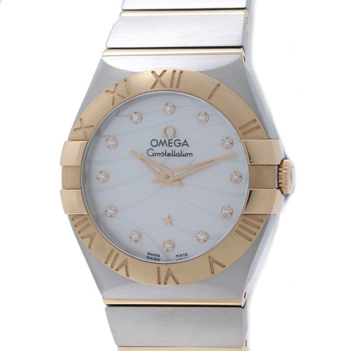 Pre-Owned OMEGA Constellation Brushed 12P Diamond 123.20.27.60.55.006 Women's Watch SSx18KRG Rose Gold 40557