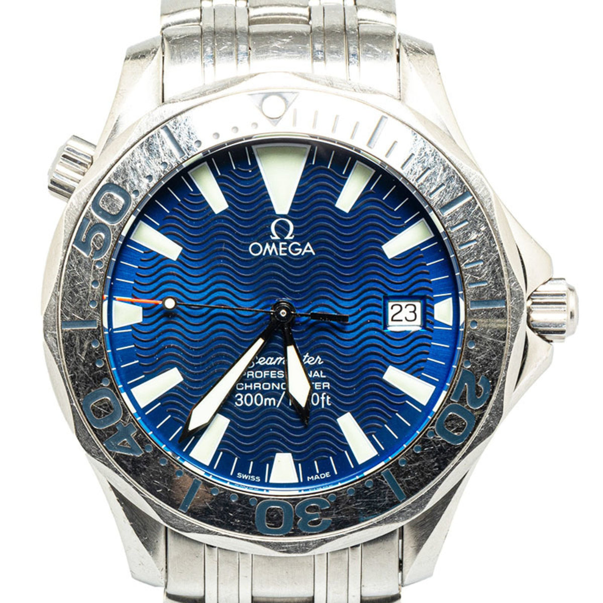 Montre Omega Seamaster Professional d'occasion 2255.80, automatique, cadran bleu, acier inoxydable, pour homme 