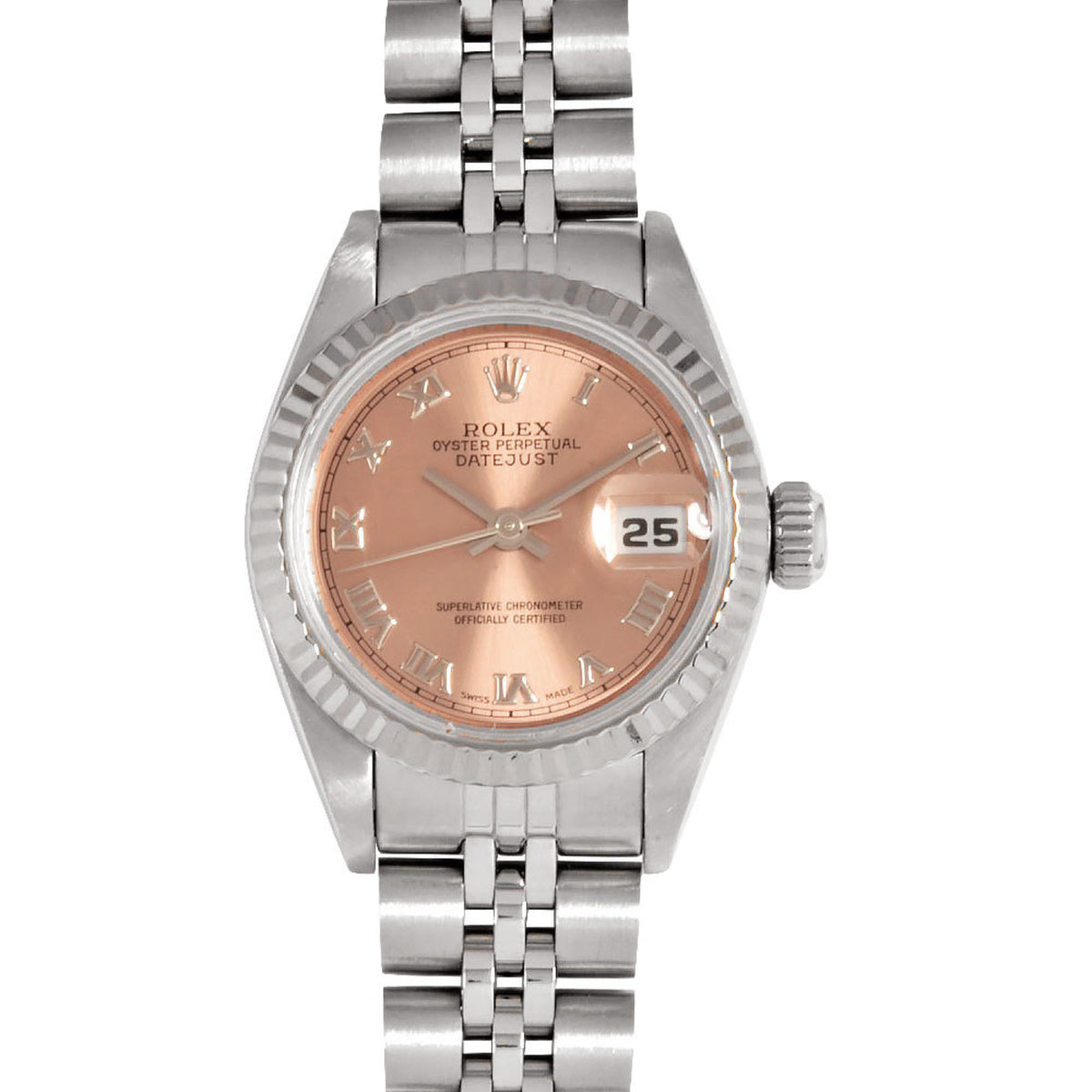 Pre-Owned Rolex ROLEX 69174 Datejust W number (manufactured around 1995) Automatic watch Pink dial WG x SS Ladies