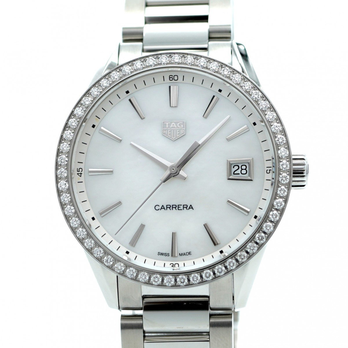 Montre TAG Heuer Carrera WBK1316 d'occasion à cadran blanc pour femme 