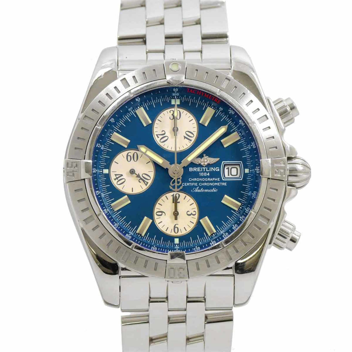 Pre-Owned BREITLING Chronomat Evolution A13356 Men's Watch Date Blue Automatic