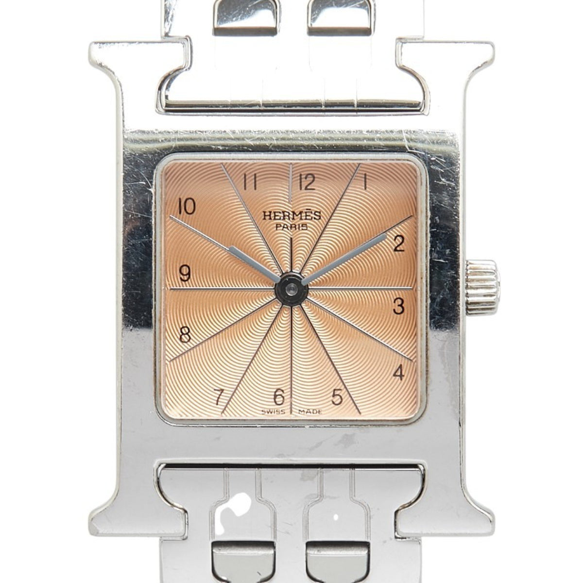 Pre-Owned Herm?s H Watch HH1.210 Quartz Orange Dial Stainless Steel Women's