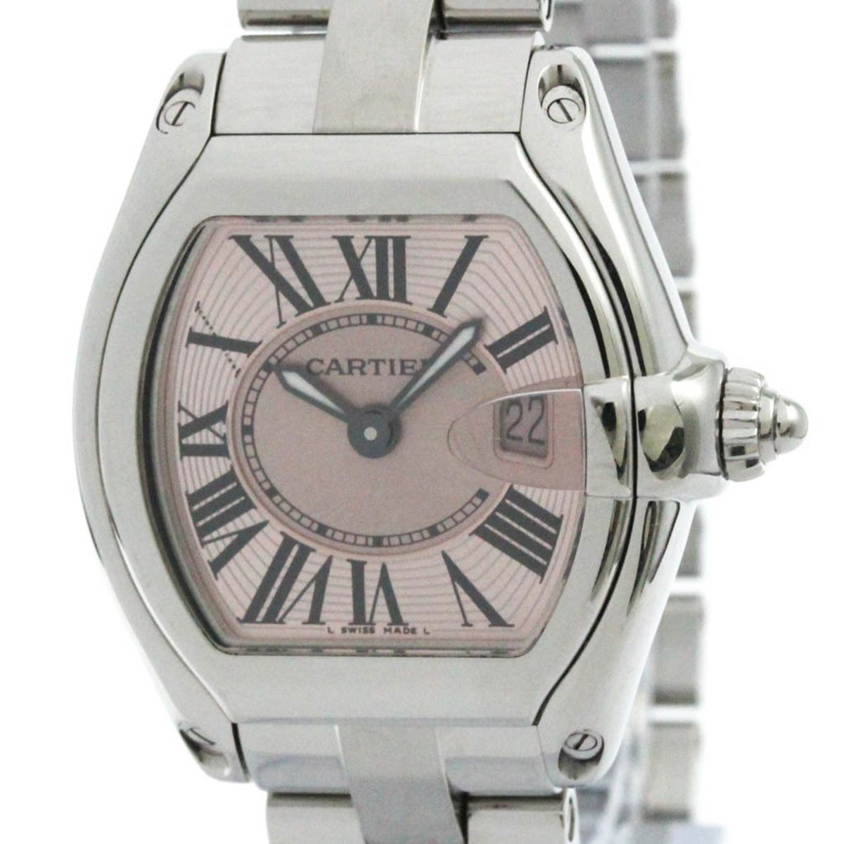 Gebrauchte, polierte Cartier Roadstar SM Stahl-Quarz-Damenuhr W62017V3 BF582856 
