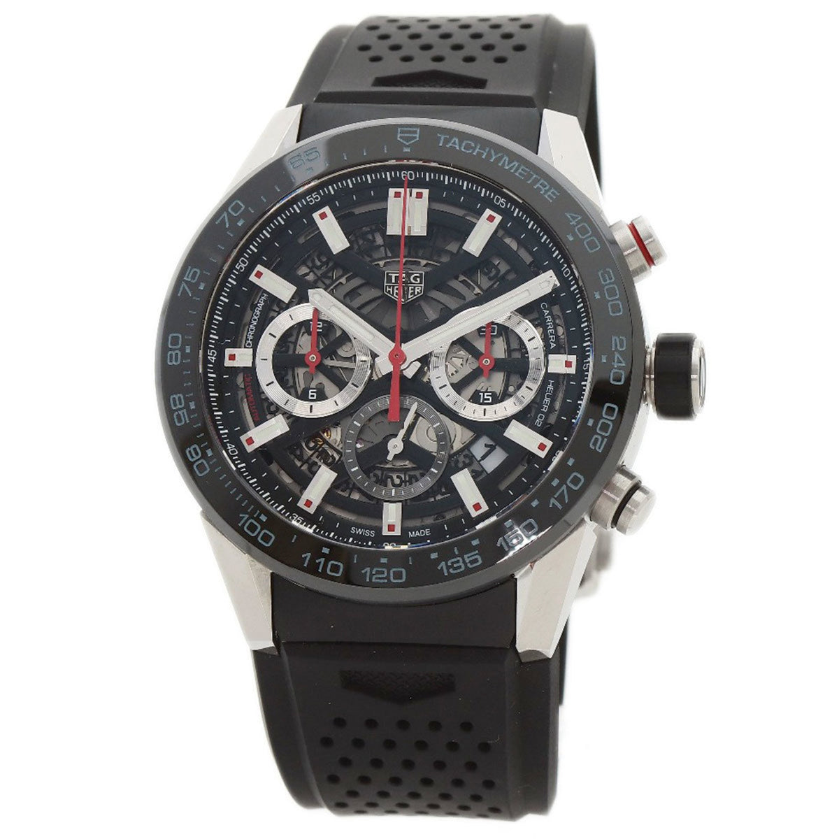 Pre-Owned TAG Heuer CBG2A10 Carrera Calibre 02 Watch Stainless Steel Rubber Ladies HEUER