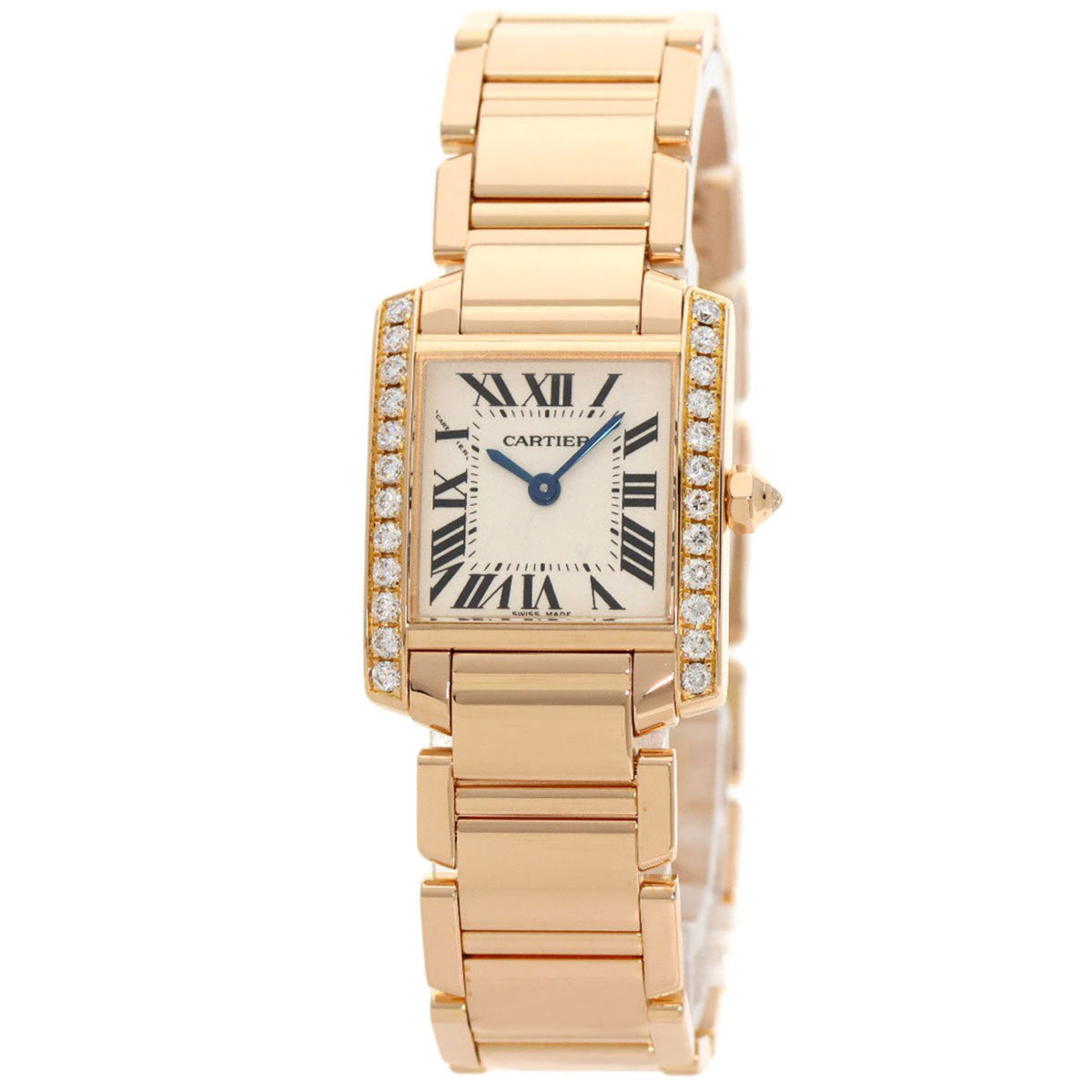 Pre-Owned Cartier WE1001R8 Tank Francaise SM Diamond Watch K18 Pink Gold K18PG Ladies
