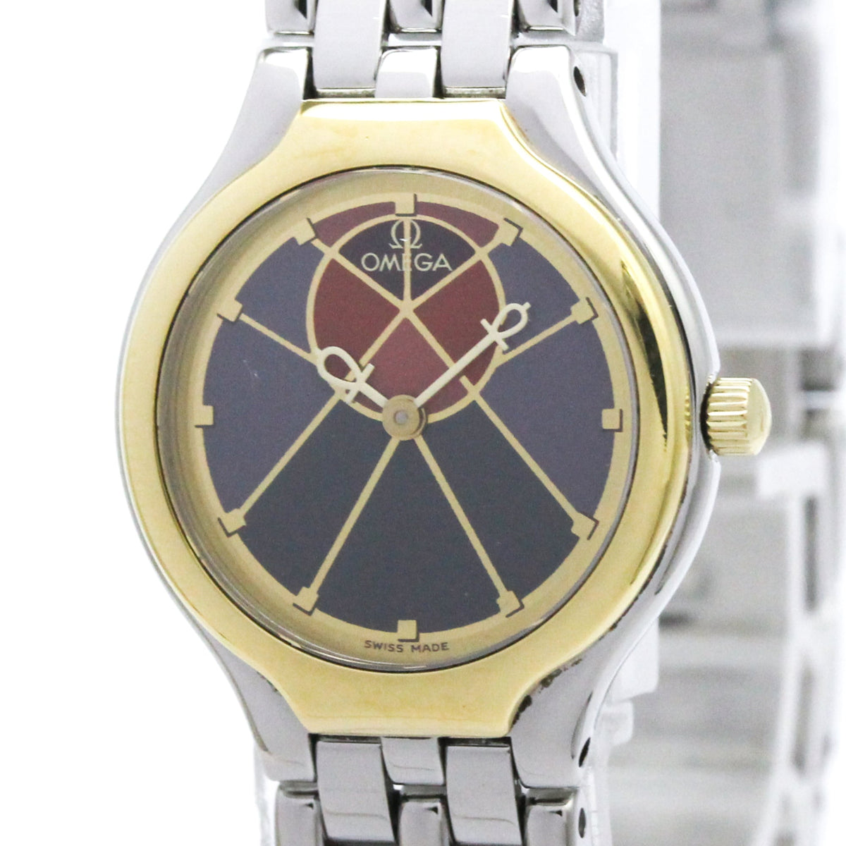 Pre-Owned OMEGA De Ville Symbol K18 Gold Stainless Steel Ladies Watch 595.0101 Polished