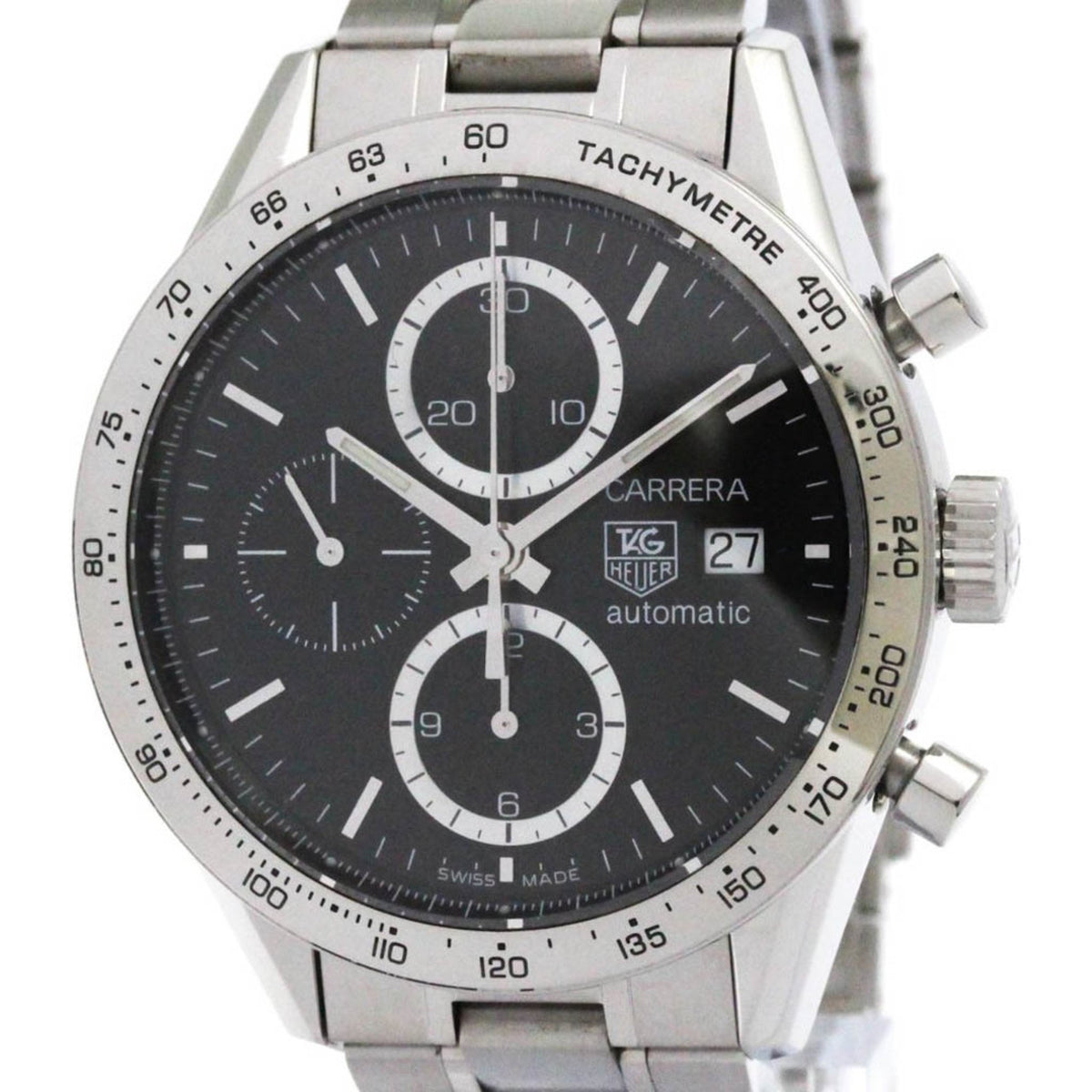 Pre-Owned TAG HEUER Carrera Chronograph Steel Automatic Watch CV2016 Polished