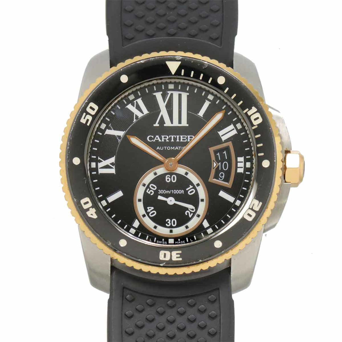 Pre-Owned Cartier Calibre de Diver Two-Tone Watch W7100055 Men's 18K Pink Gold Automatic
