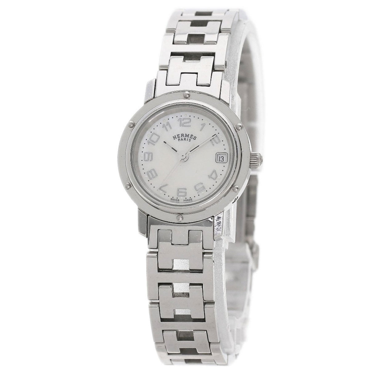 Gebrauchte Hermes CL4.210 Clipper Nacle Uhr Edelstahl SS Damen HERMES 