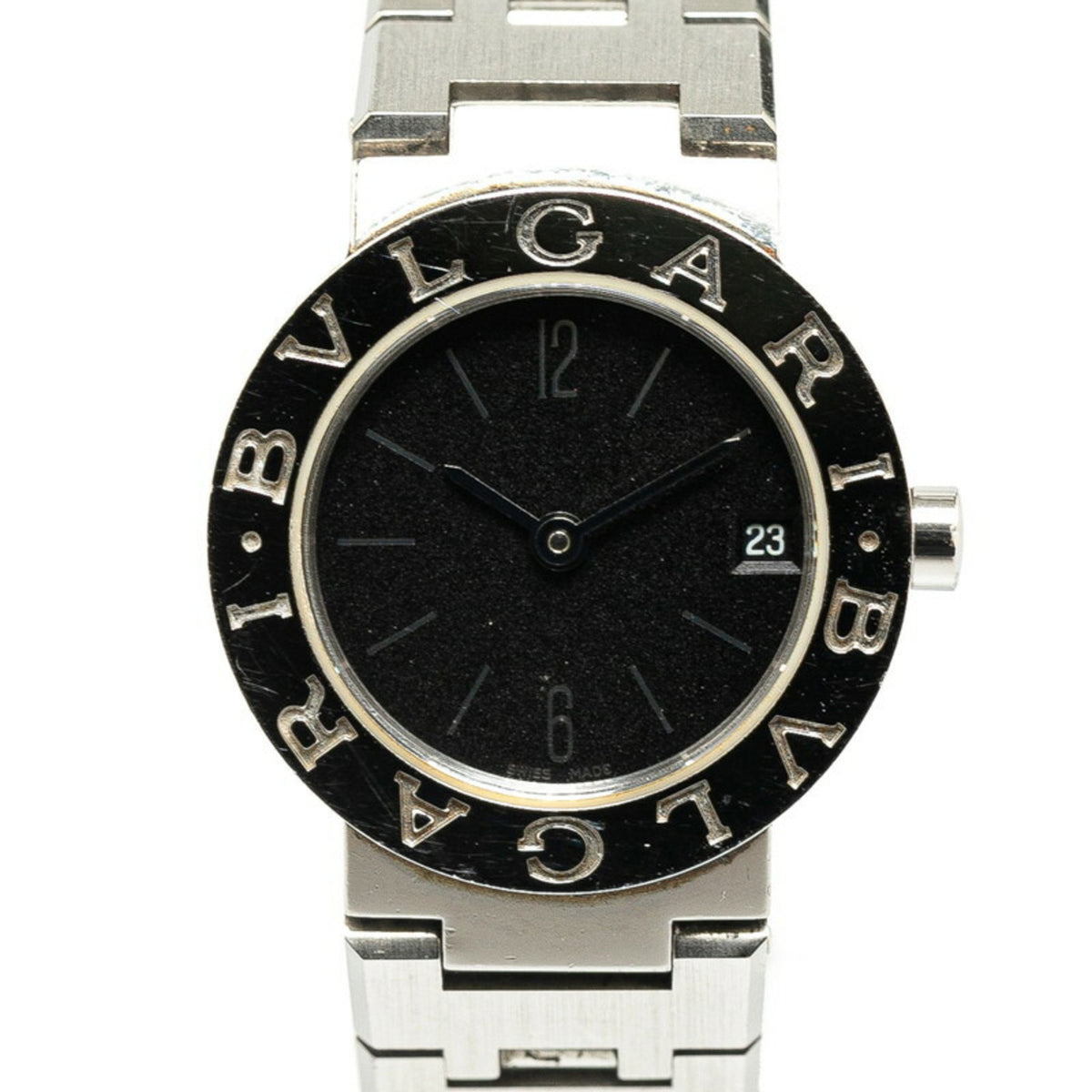 Pre-Owned BVLGARI Watch BB23SS Quartz Black Dial Stainless Steel Women's