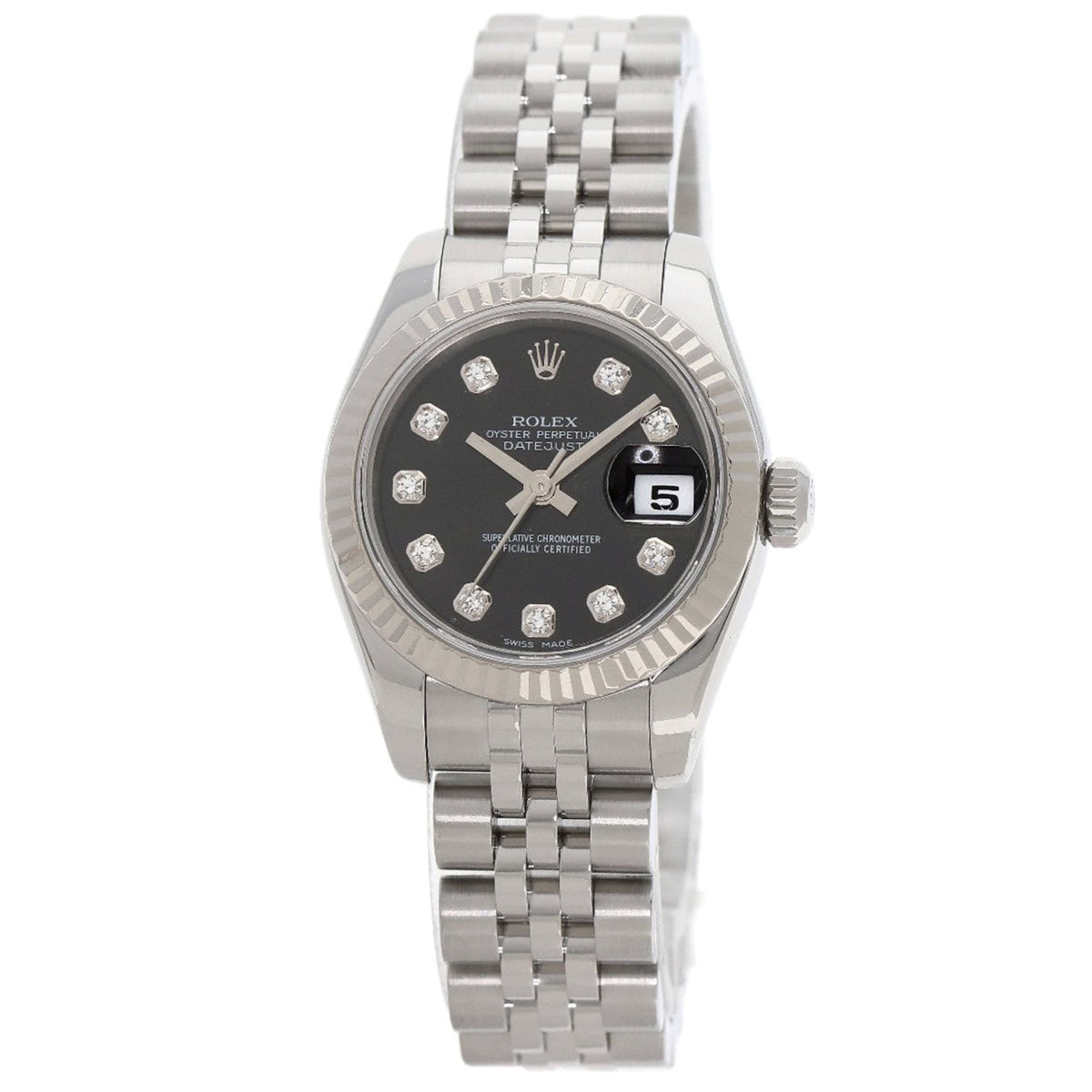 Pre-Owned Rolex 179174G Datejust 10-Piece Diamond Watch in Stainless Steel/SS/18K White Gold for Women