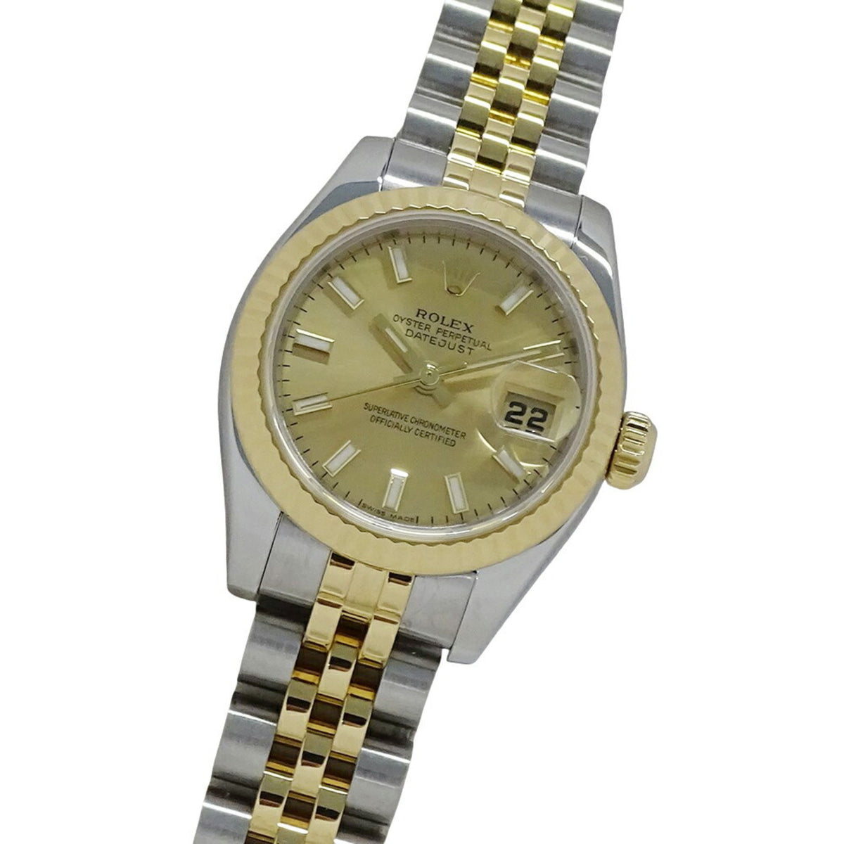 Pre-Owned Rolex ROLEX Datejust 179173 F series watch for women, automatic, AT, stainless steel, SS, gold, YG, combination, white, polished
