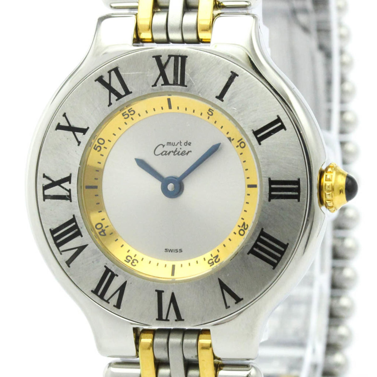 Pre-Owned CARTIER Must 21 Gold Plated Steel Quartz Ladies Watch W10075F4 Polished