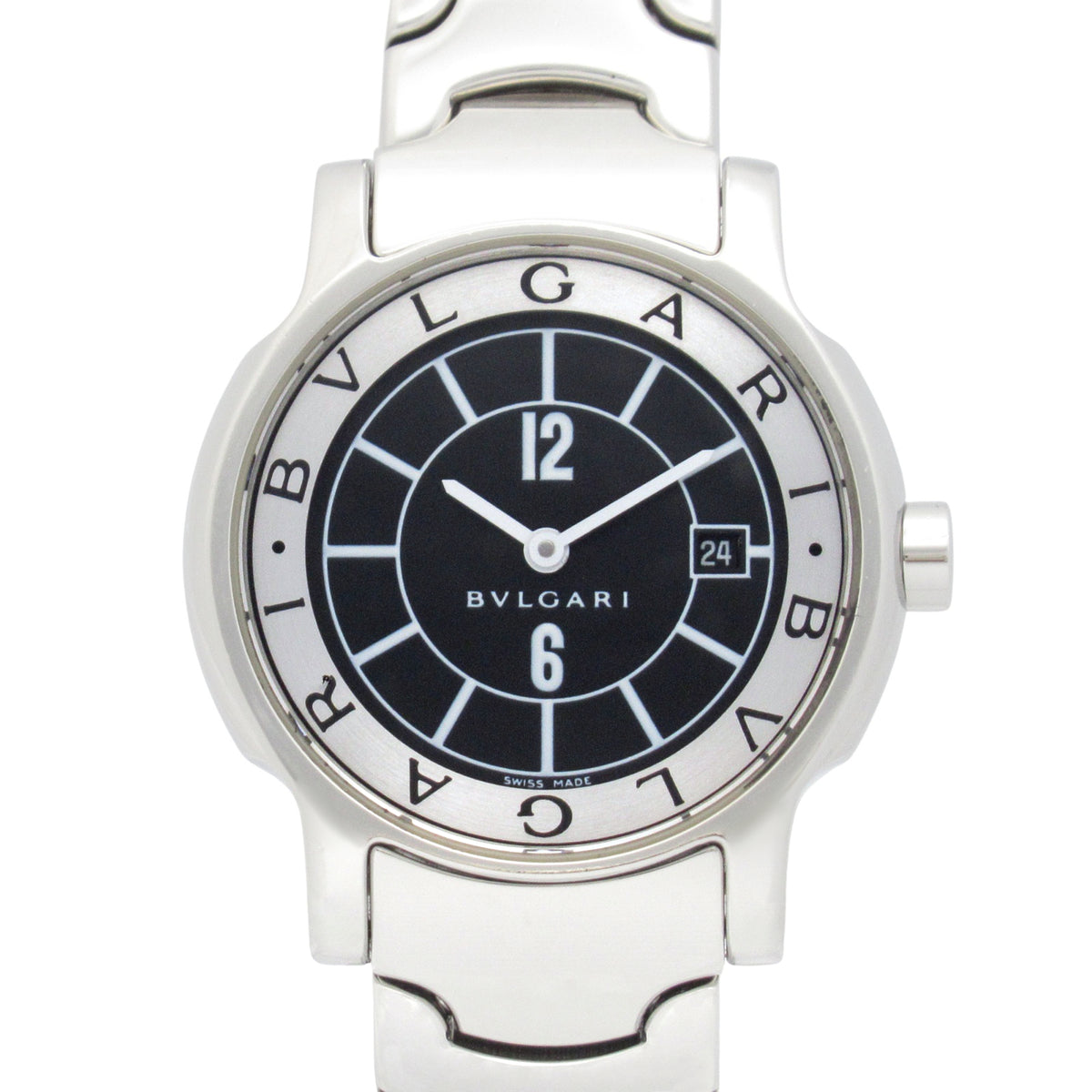 Pre-Owned BVLGARI Solotempo Stainless Steel Watch for Women, Black, ST29S