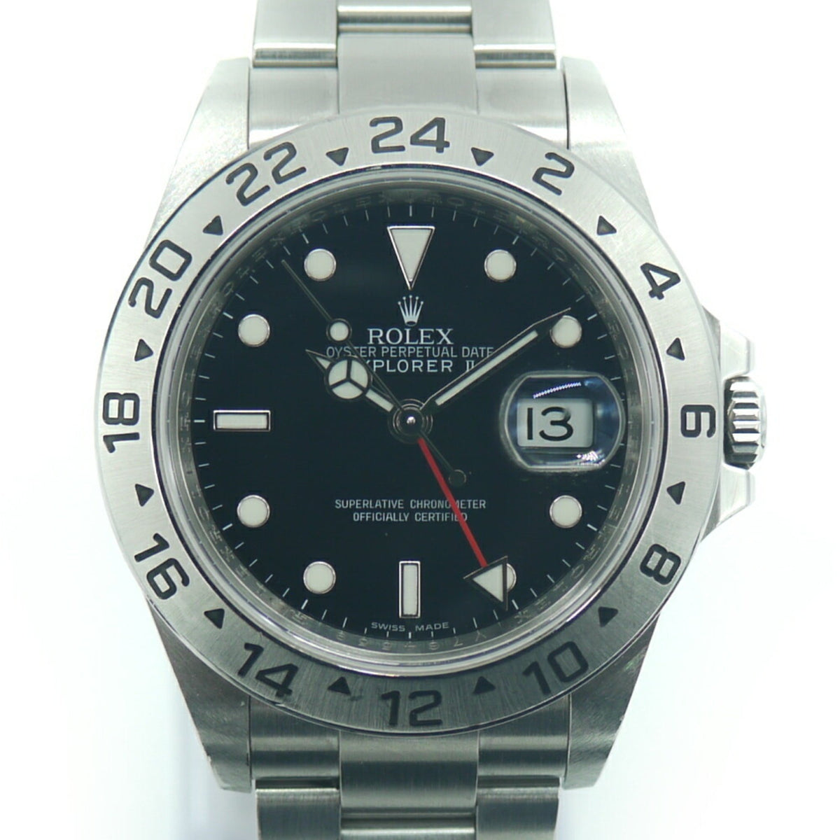 Pre-Owned ROLEX Rolex Explorer 2 16570 V serial SS automatic winding black dial watch