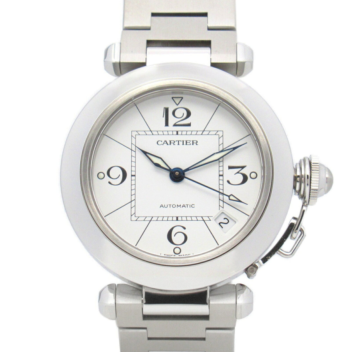 Gebrauchte Cartier Pasha C Uhr Edelstahl Jungen Weiß W31074M7 