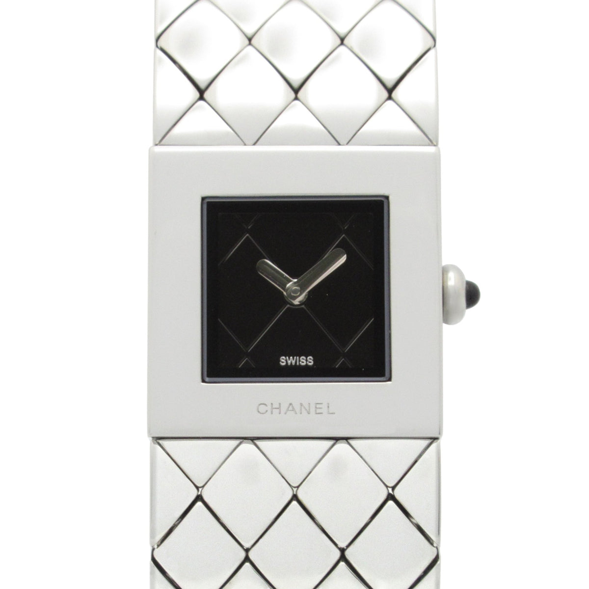 Pre-Owned CHANEL Matelasse Watch, Stainless Steel, Women's, Black, H0009