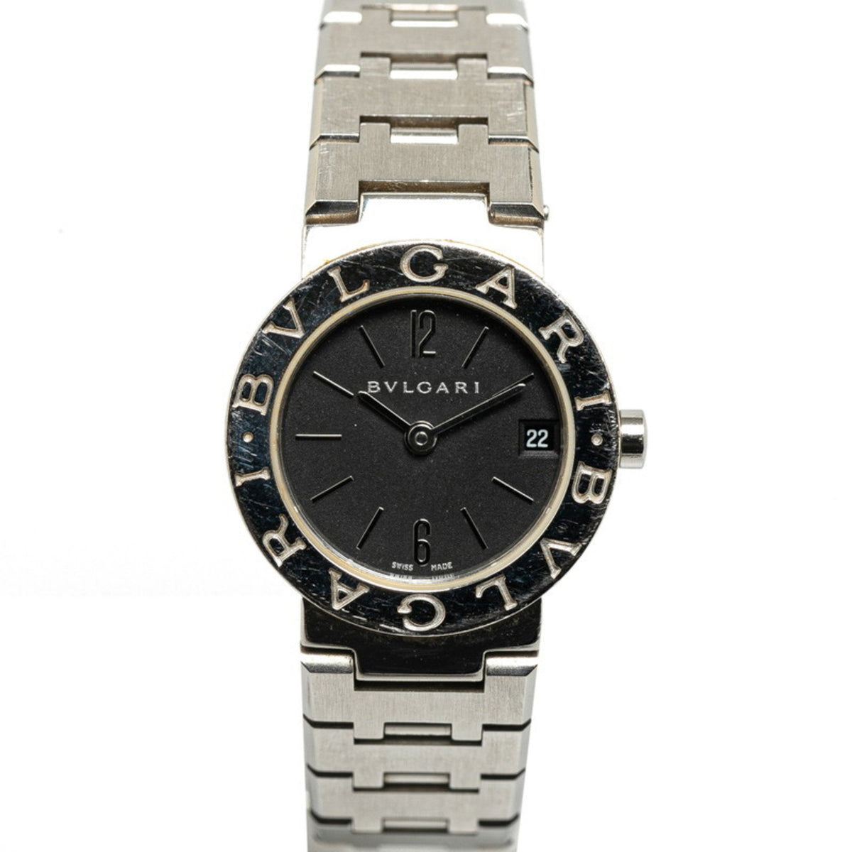 Pre-Owned BVLGARI Watch BB23SS Quartz Black Dial Stainless Steel Women's