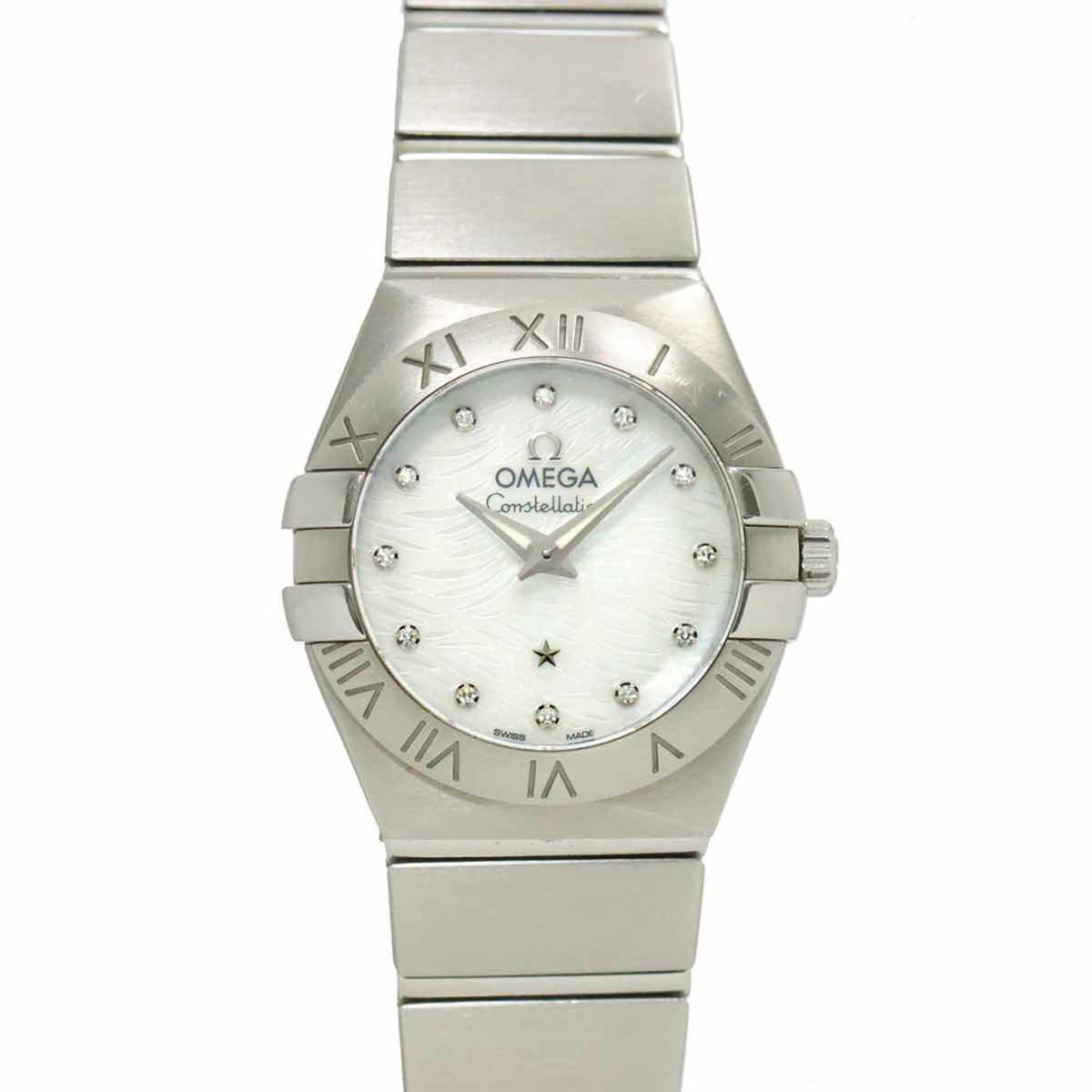 Pre-Owned OMEGA Constellation 123 10 24 60 55 004 Ladies Watch 12P Diamond White Shell Quartz