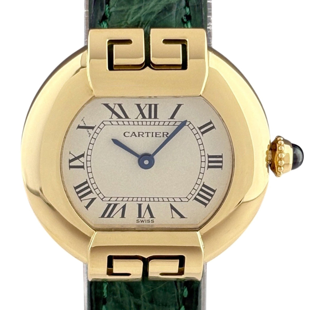 Pre-Owned Cartier Ellipse W1513656 Watch, Yellow Gold, Leather Strap, Quartz, Ivory, Women's.