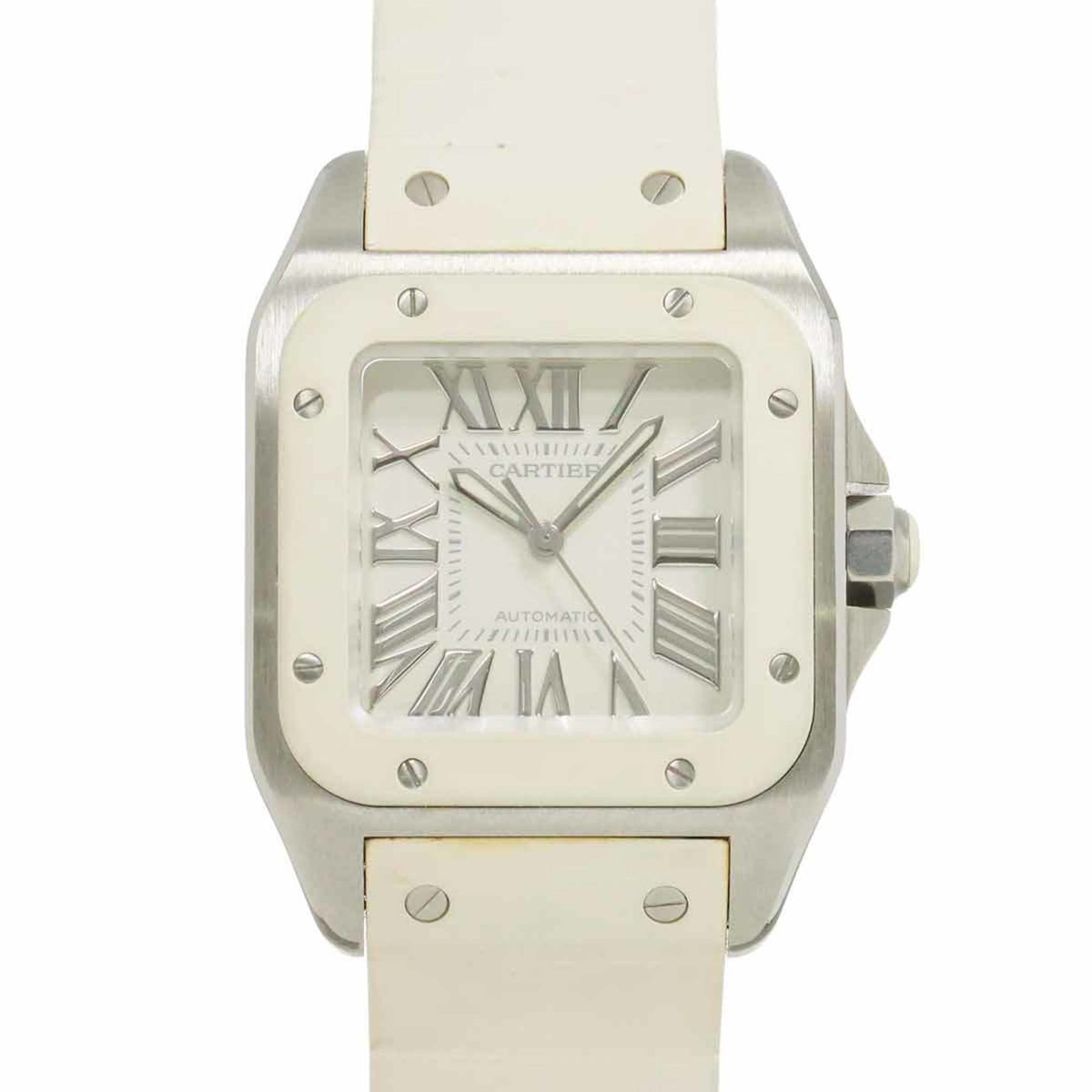 Gebrauchte Cartier Santos 100 MM W20122U2 Jungenuhr Weiß Automatik 
