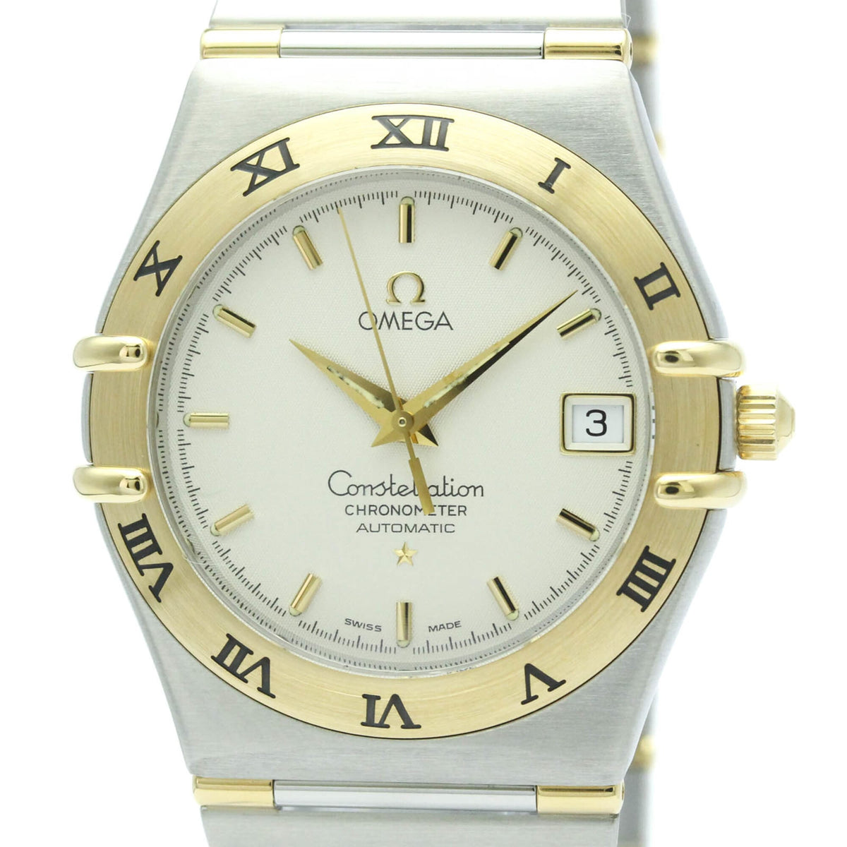 Pre-Owned OMEGA Constellation 18K Gold Steel Automatic Watch 1302.30 Polished