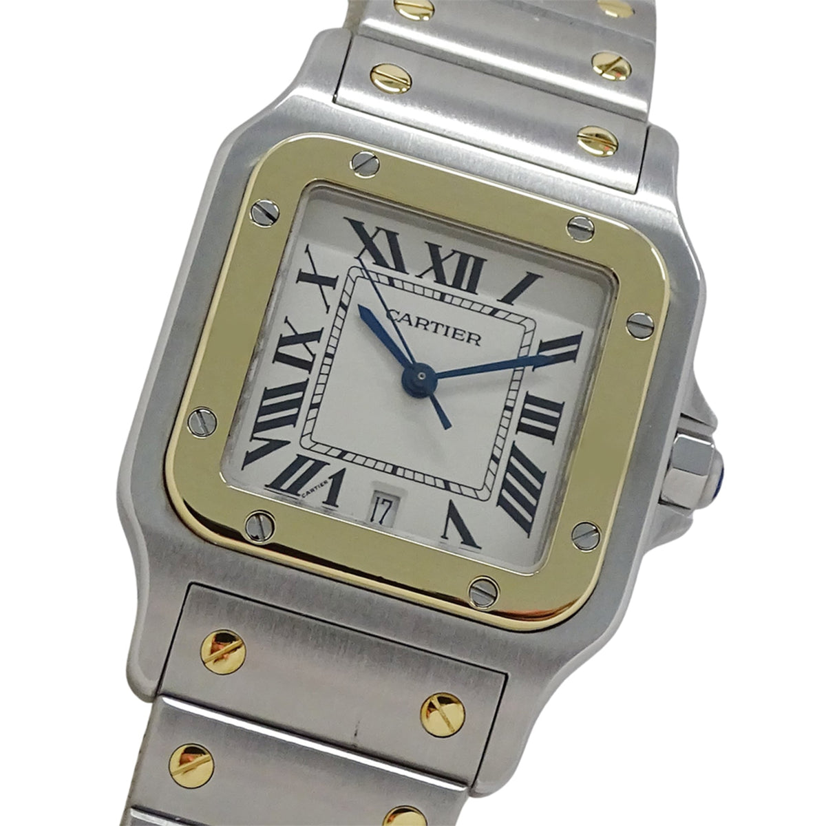 Pre-Owned Cartier men's watch, Santos Galbee LM Date Quartz (QZ), stainless steel (SS) and gold (YG) combination, W20011C4.