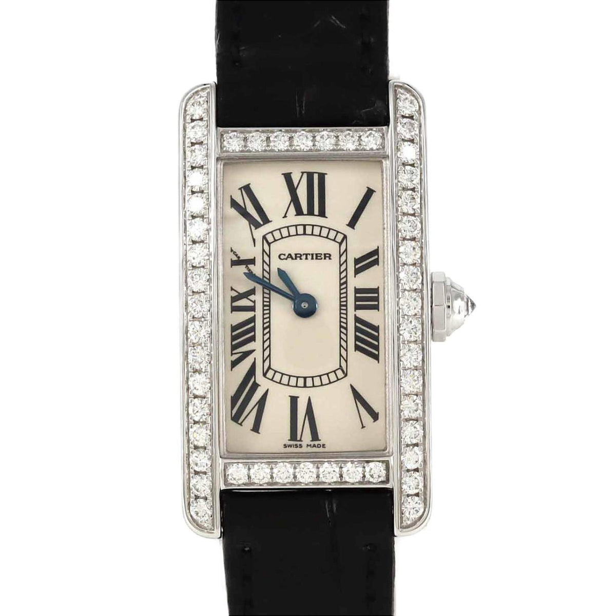 Pre-Owned Cartier Tank Am?ricaine SM White Gold Cross D WB707331 Quartz Watch