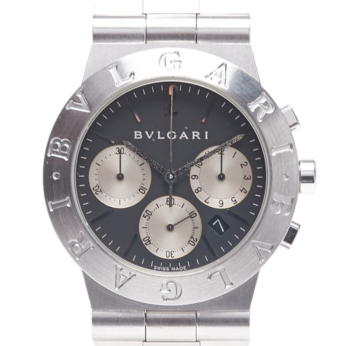 Pre-Owned Bvlgari Diagono Sport Watch CH35S Automatic Black Dial Stainless Steel Men's BVLGARI