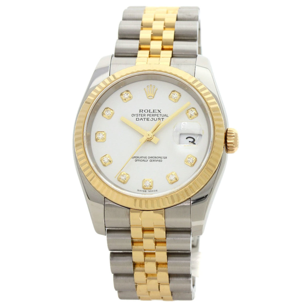 Pre-Owned Rolex 116233G Datejust 10P Diamond Watch Stainless Steel SSxK18YG Men's ROLEX