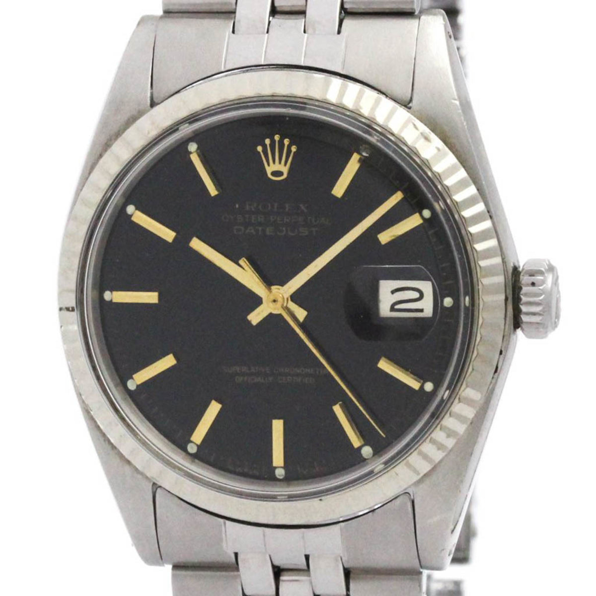Pre-Owned ROLEX Datejust 1601 White Gold Steel Automatic Watch Vintage
