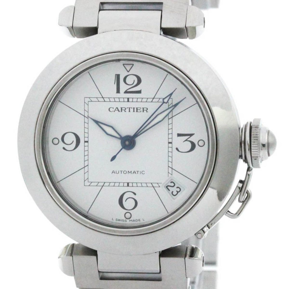 Montre unisexe automatique en acier poli CARTIER Pasha C d'occasion W31074M7 BF580002 