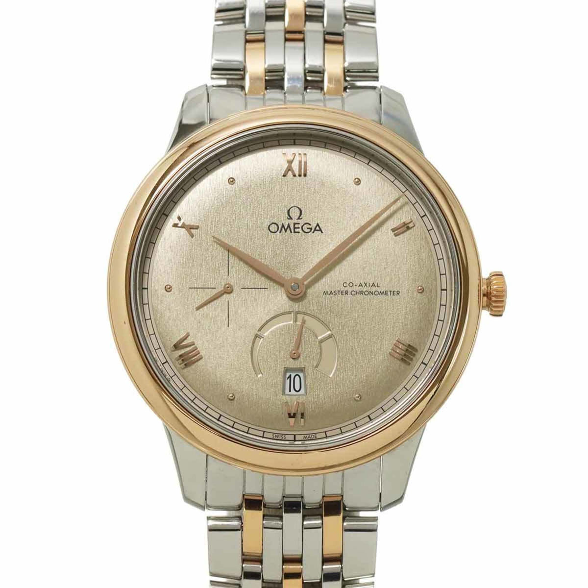 Pre-Owned Omega De Ville Prestige Co-Axial Combination 434 20 41 21 09 001 Men's Watch Date Linen Color 18KPG Pink Gold Automatic Self-winding