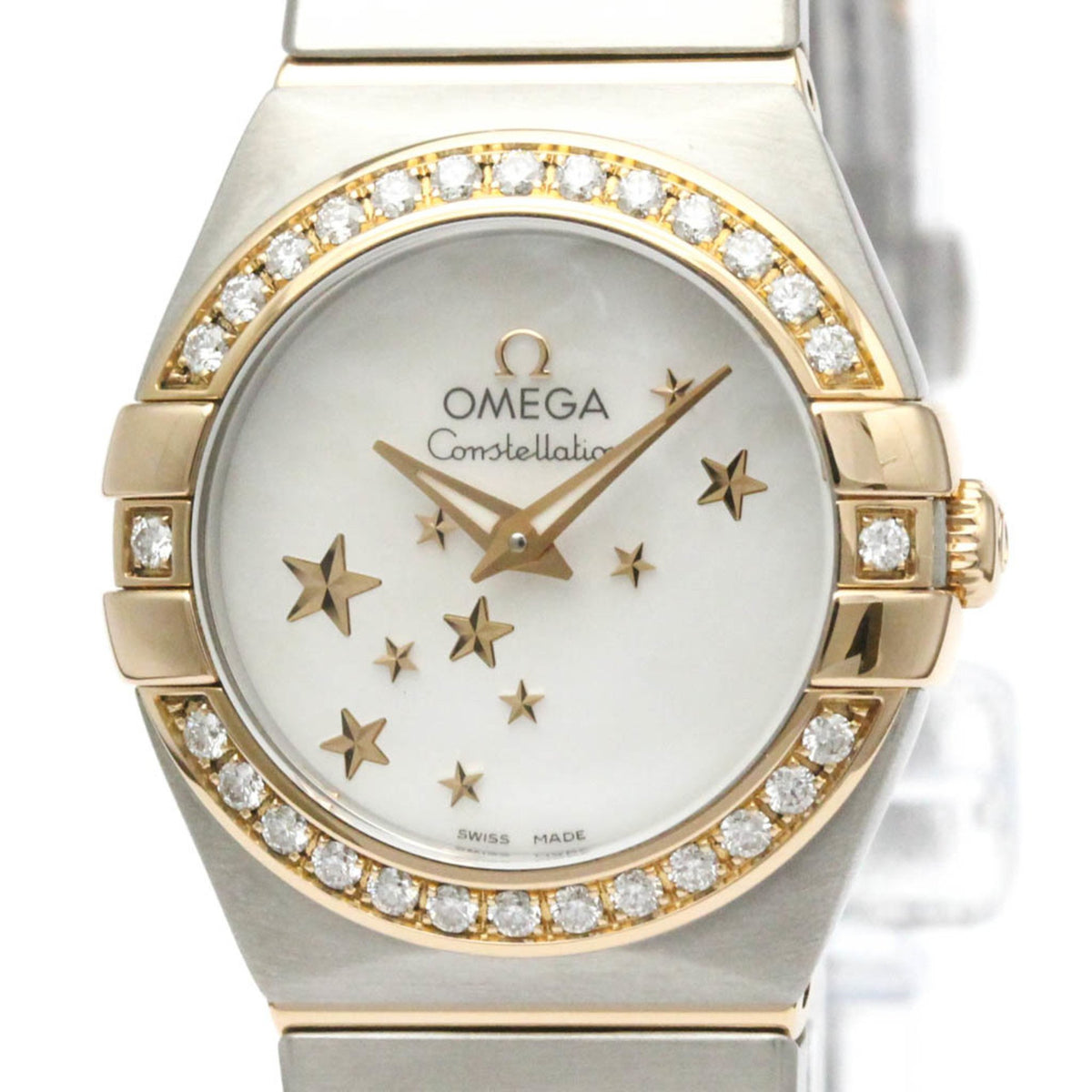 Pre-Owned OMEGA Constellation Brush 18K Rose Gold Steel Watch 123.25.24.60.05.002 Polished