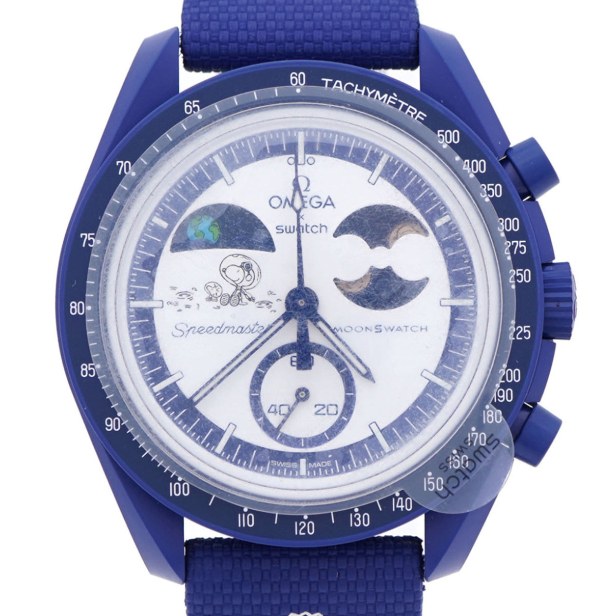 Pre-Owned Unused Omega x Swatch MoonSwatch Snoopy Mission to Earthphase MOONSHINE GOLD Speedmaster SO33N703L Quartz Wristwatch Nylon Bioceramic White 1304OMEGA Men's