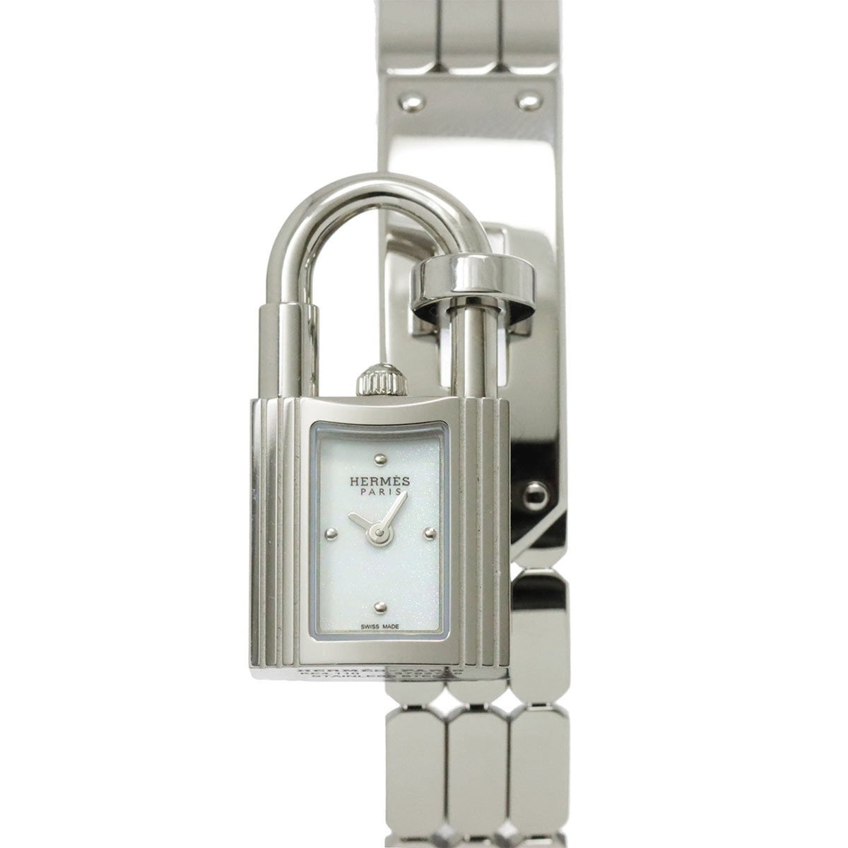 Pre-Owned Hermes Kelly Watch KE4 110 Ladies' White Quartz Padlock