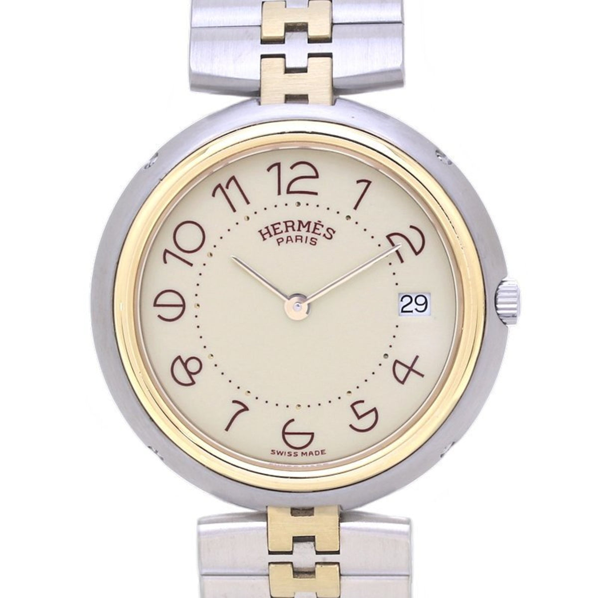 Gebrauchte HERMES Profile Edelstahl xGP (vergoldet) Herrenuhr 130385 