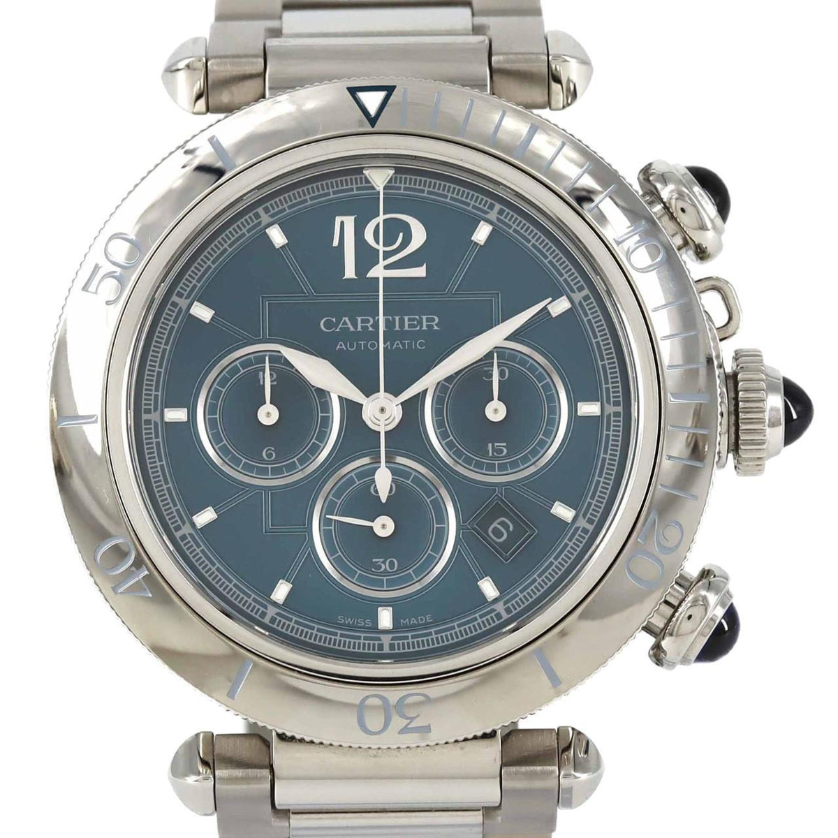Pre-Owned Cartier Pasha de Chronograph WSPA0039 Stainless Steel Automatic Watch