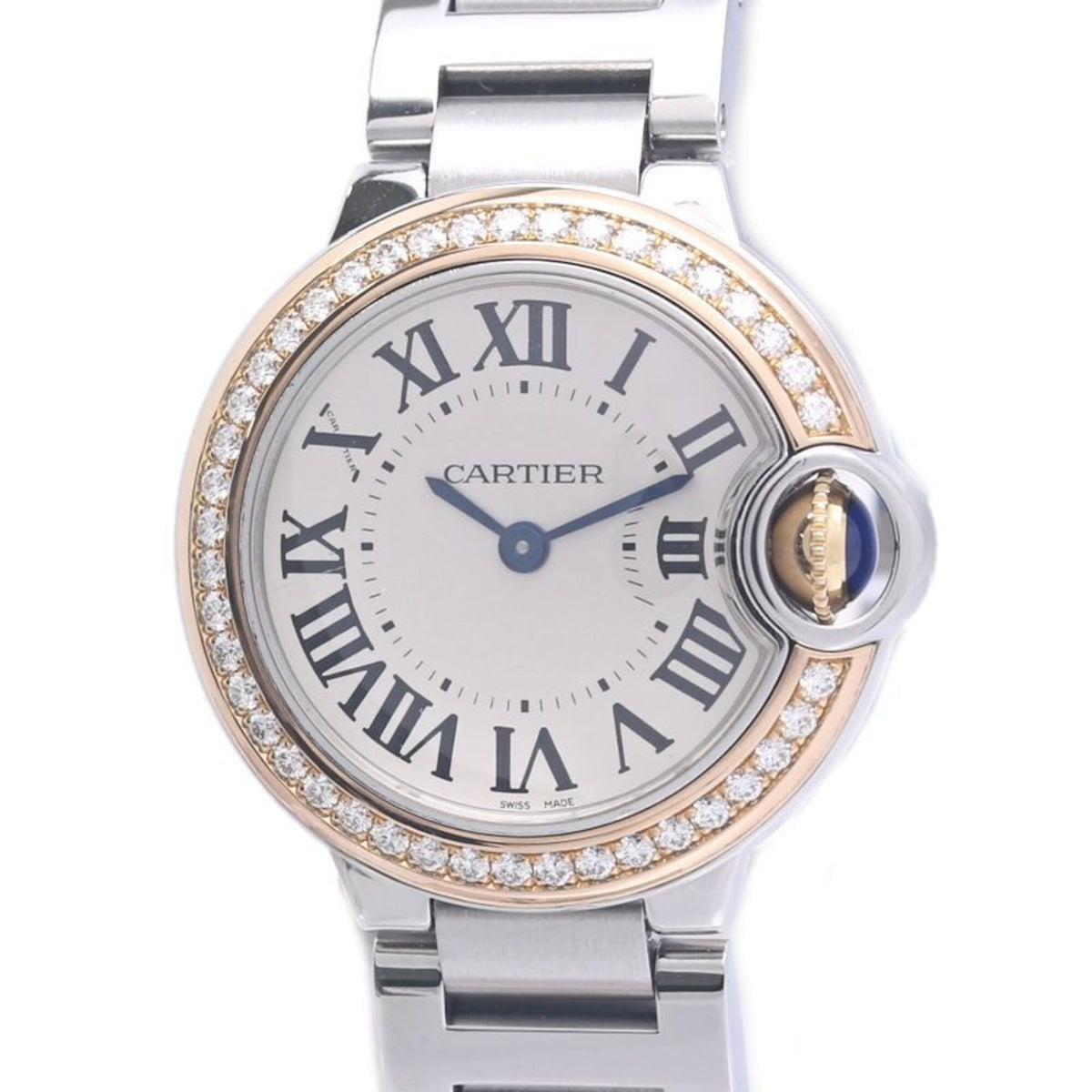 Pre-Owned CARTIER Cartier Ballon Bleu SM Bezel Diamond WE902079 Women's Watch K18PGxSS 40308