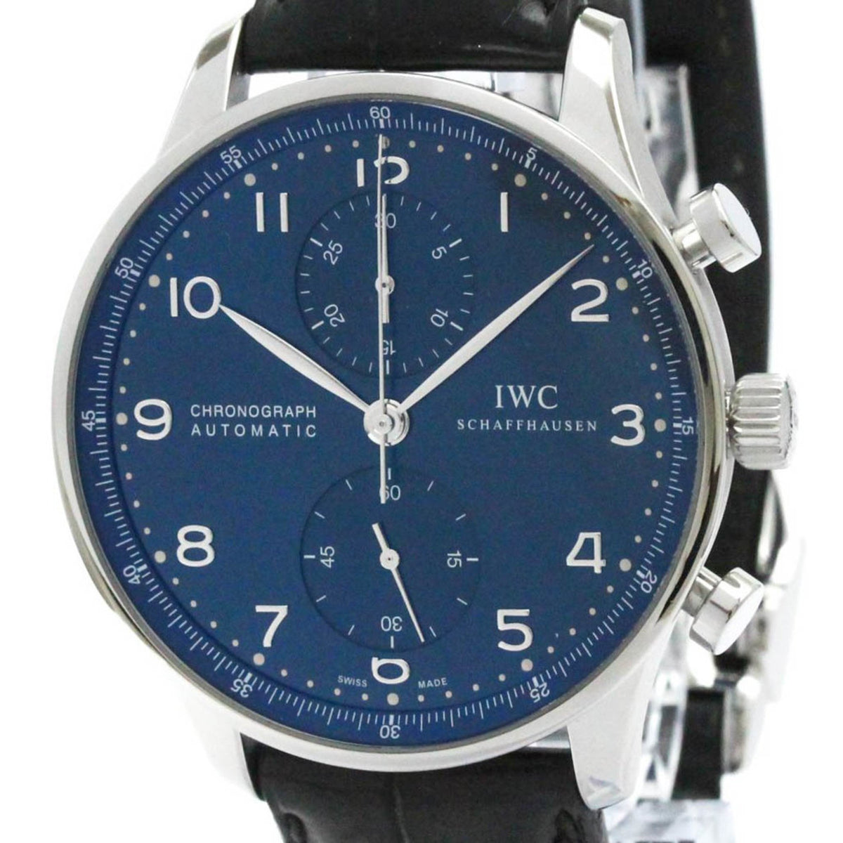 Pre-Owned Polished IWC Portuguese Chronograph Steel Automatic Watch IW371491 BF581019