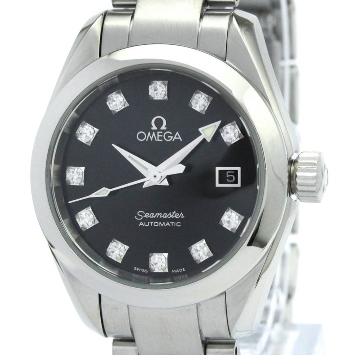 Pre-Owned OMEGA Seamaster Aqua Terra Diamond Automatic Ladies Watch 2563.55 Polished