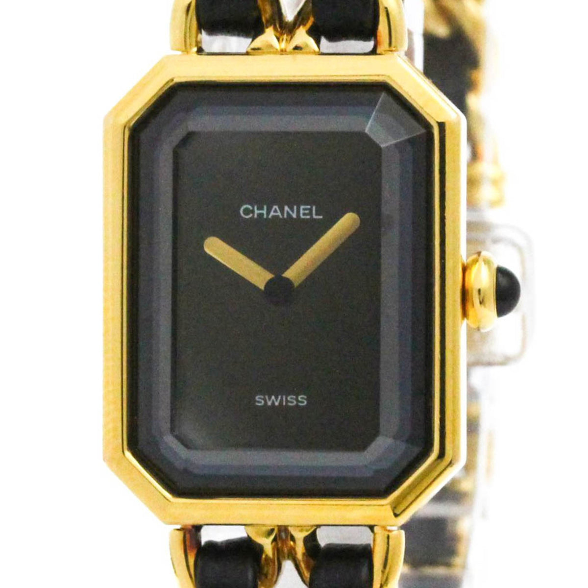 Gebrauchte CHANEL Premiere Größe L vergoldete Quarz-Damenuhr H0001 BF582982 