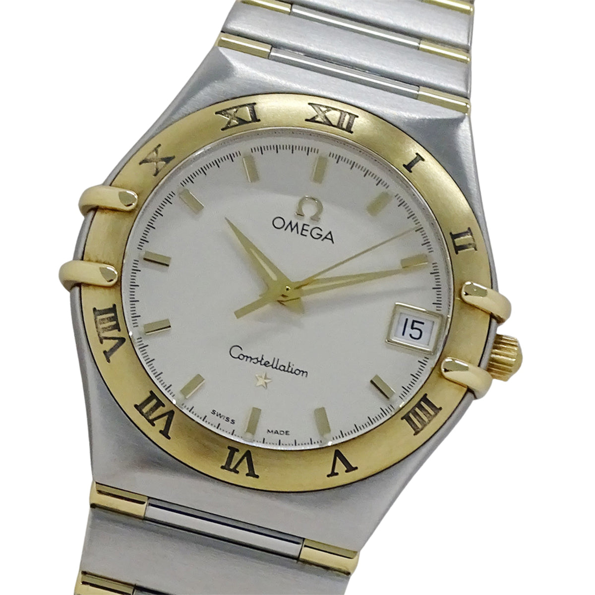 Pre-Owned OMEGA Constellation 1312.30 Men's Watch, Date, Quartz, QZ, Stainless Steel, Gold, Yellow Half Bar, Polished