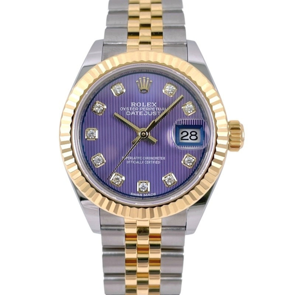 Pre-Owned ROLEX Rolex Datejust 28 279173G Watch, Stainless Steel, Yellow Gold, Women's, Random Number, 2019 Guarantee, Lavender Tapestry, 10 Diamonds