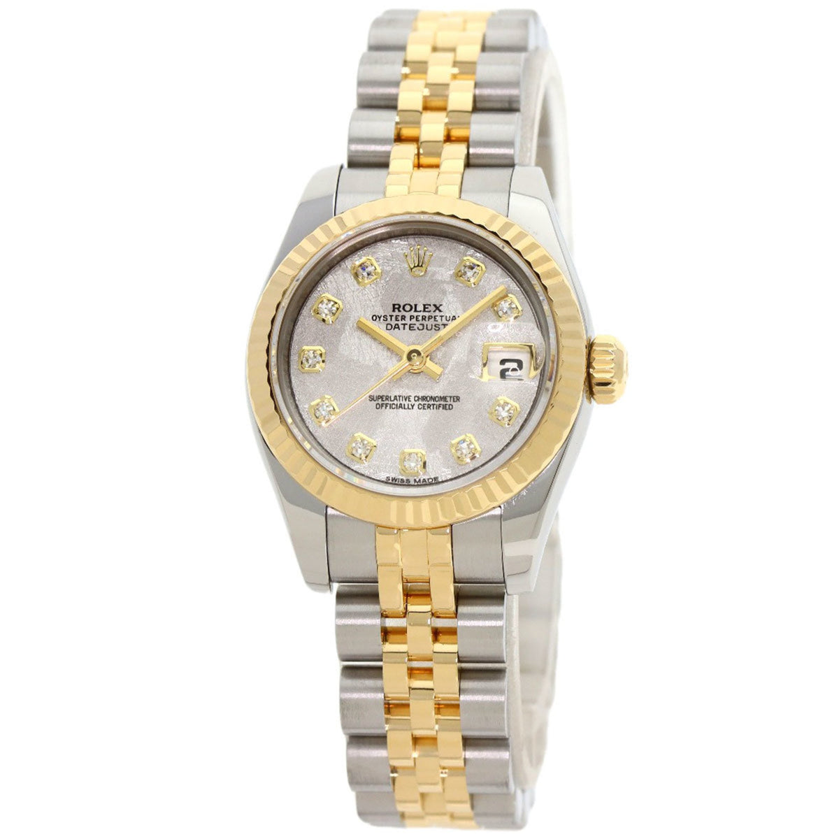 Pre-Owned Rolex 179173G Datejust 10P Diamond Meteorite Watch Stainless Steel SSxK18YG Ladies ROLEX