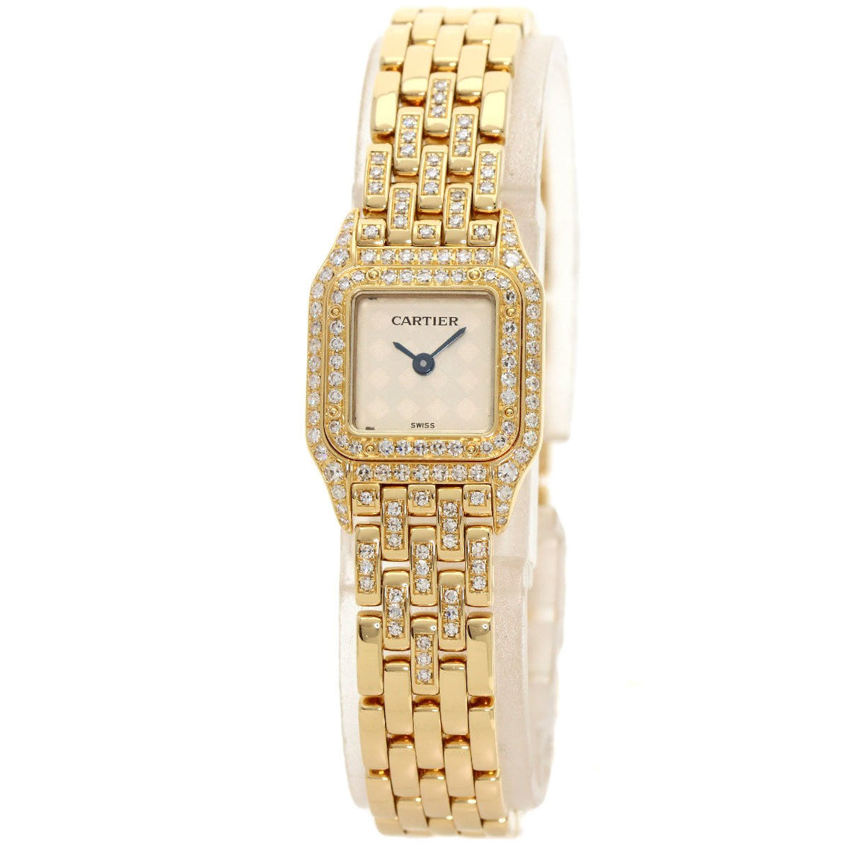 Pre-Owned Cartier WF3164FR Panthere Double Bezel Diamond Watch K18 Yellow Gold K18YG Ladies CARTIER